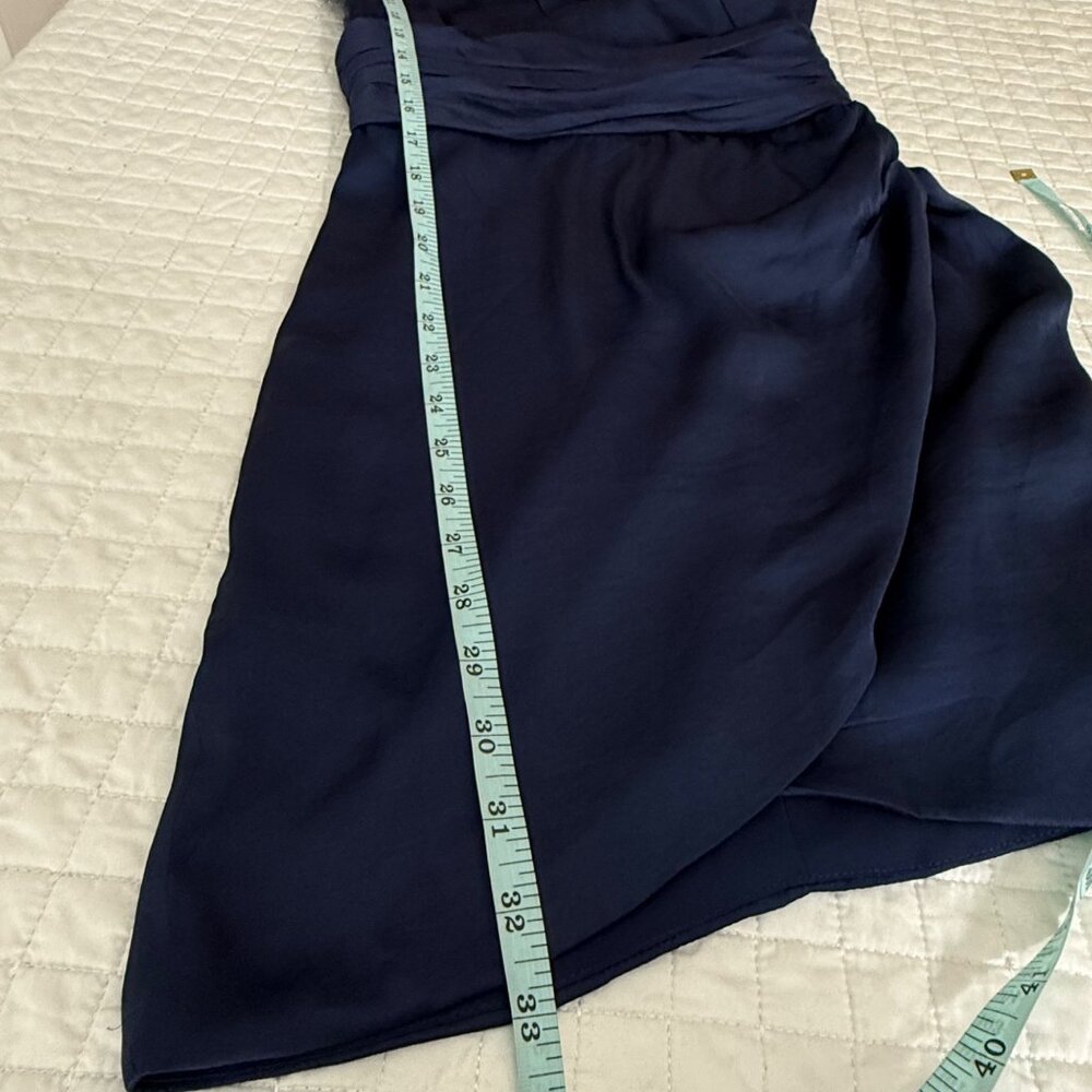 Bardot Navy Louise Tiered Dress 100% Polyester Long Sleeve Keyhole Back, Size 2 - Picture 9 of 12